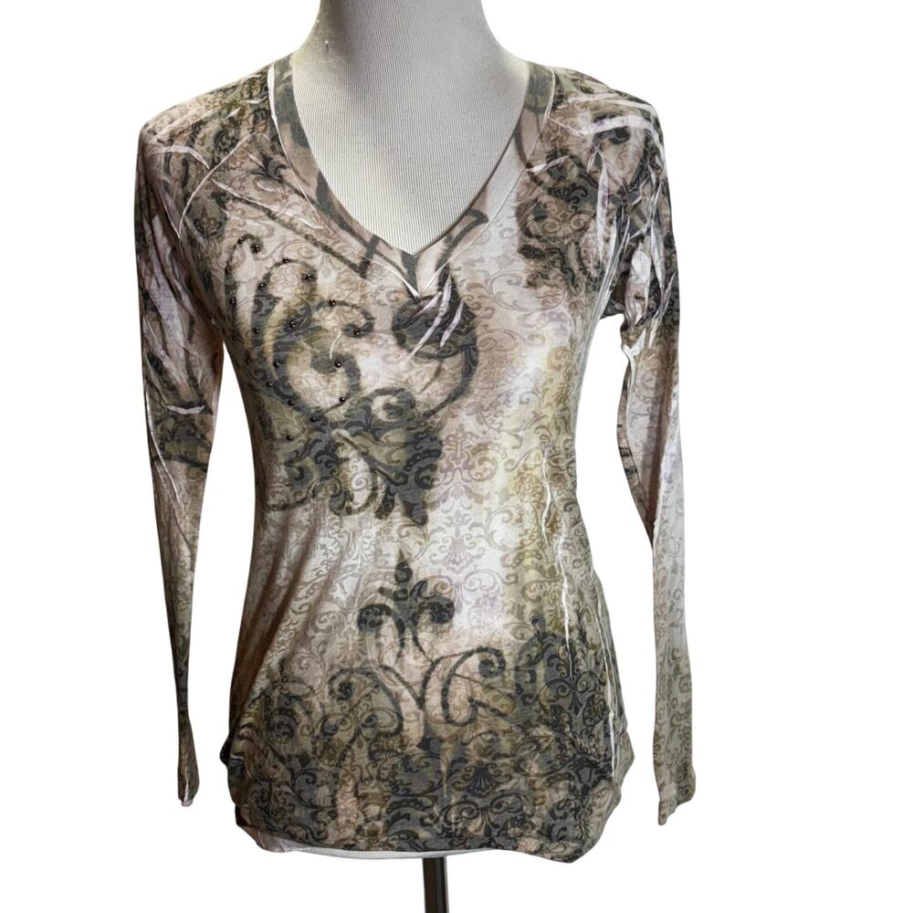 G. Girl Y2K Style Fitted Long Sleeve Top Cybercore Grunge Women's Size large L